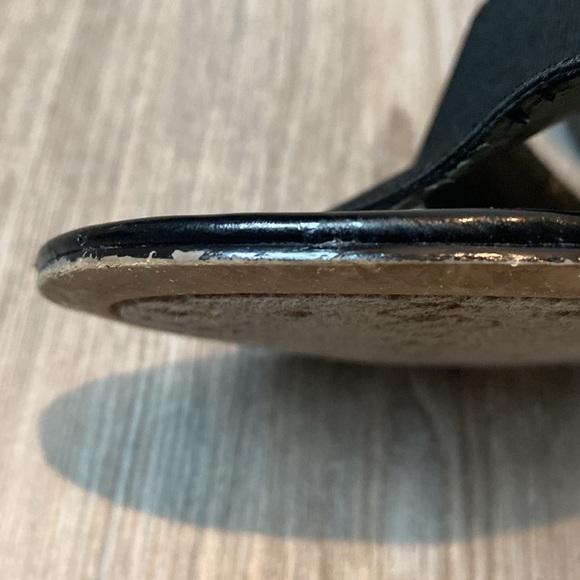 Bandolino Black Wedged High Heels Elastic Crisscrossing Straps Size 8M - Picture 10 of 13